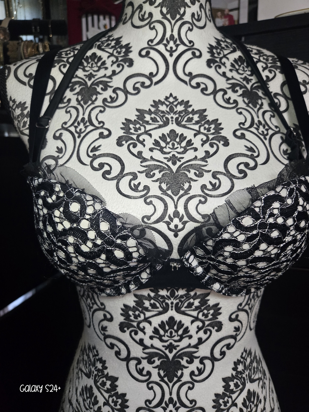 Victoria's Secret Black Lace Push-Up Bra with Sheer Trim